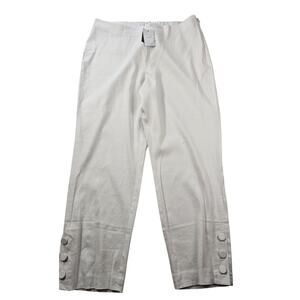 NWT J.jill love linen white pull on pants beach casual work M ankle minimalist